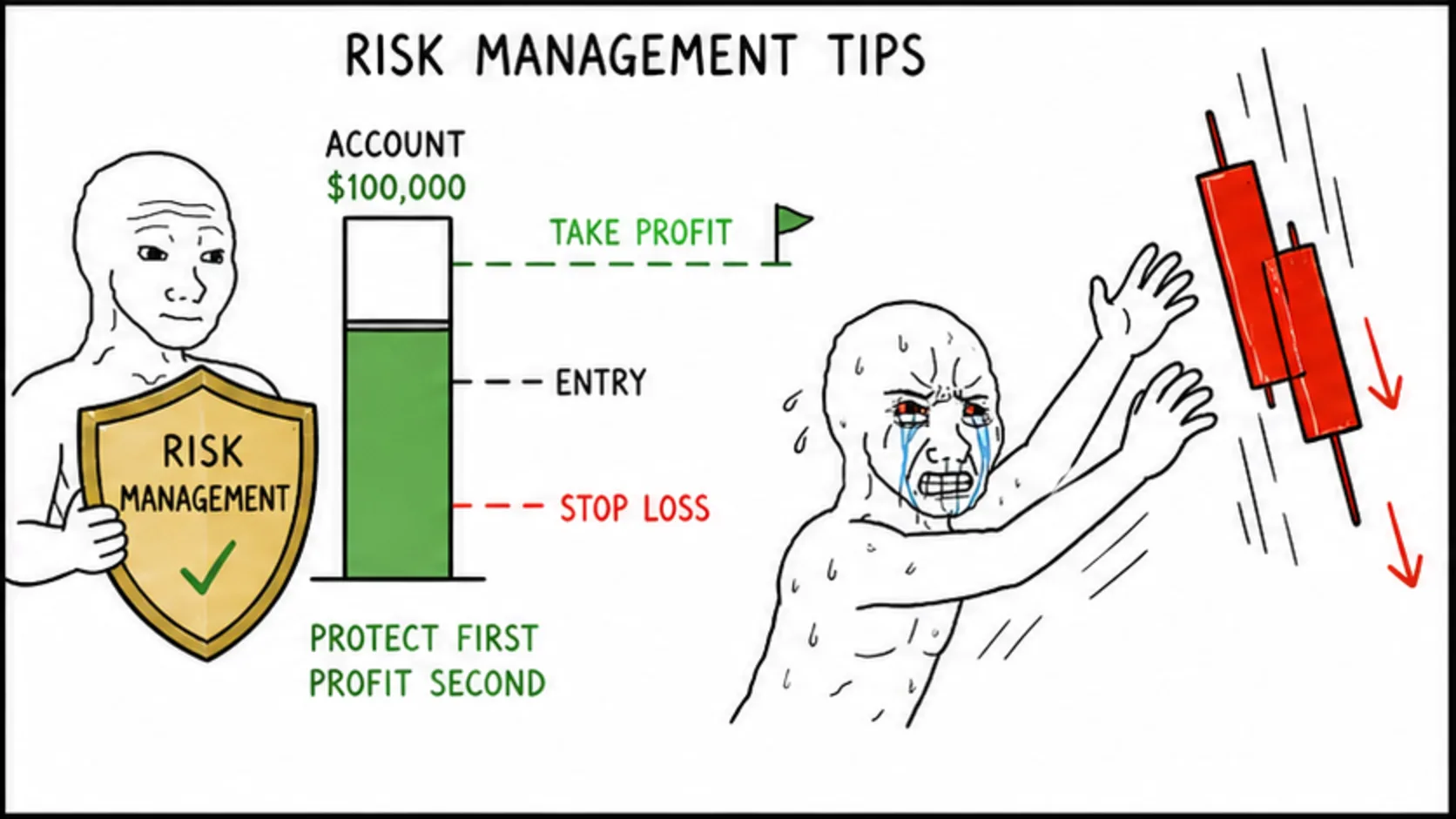 Risk Management Tips: Tips 4-7 meme showing prop trading risk and rules