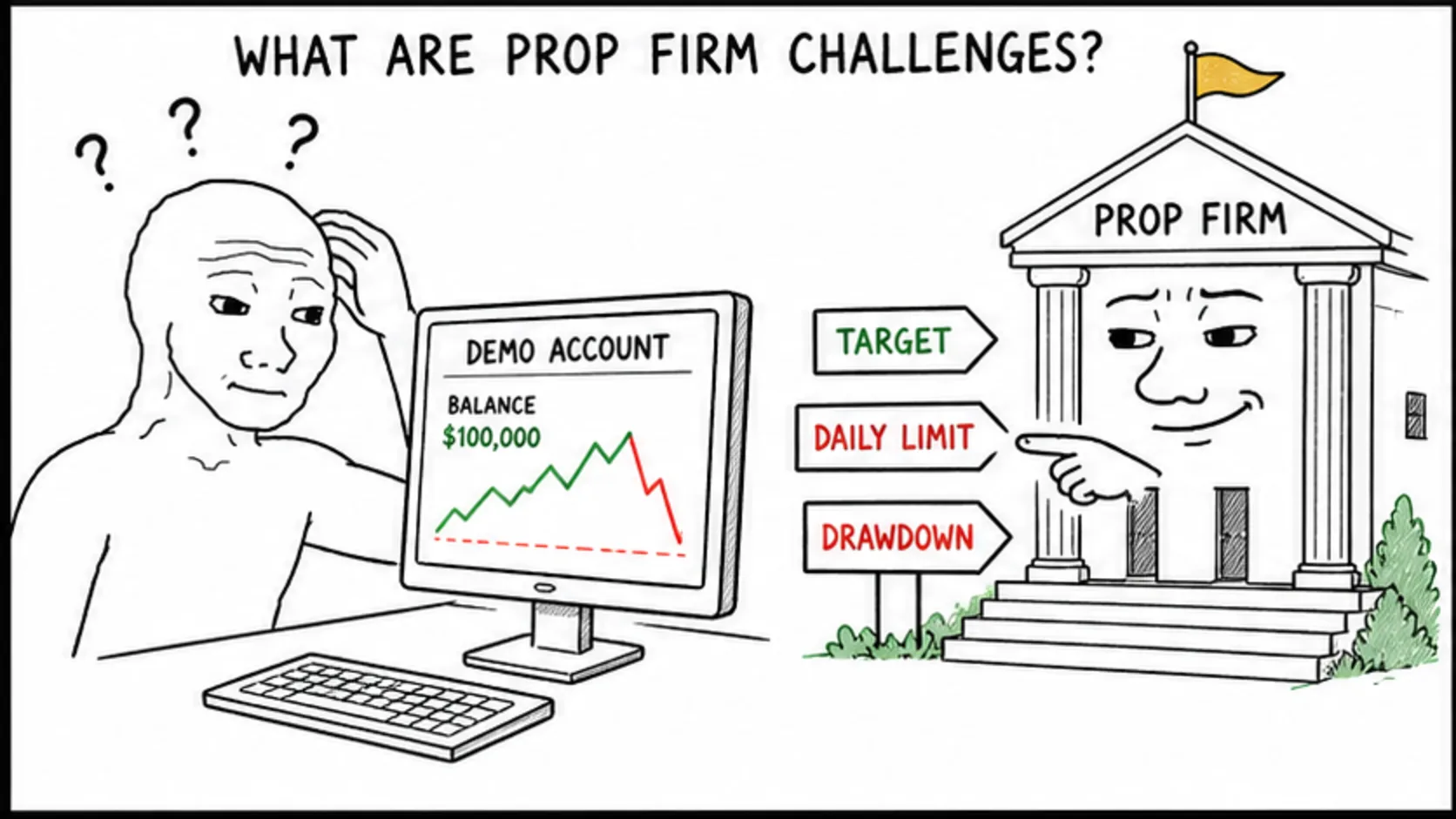 What Are Prop Firm Challenges? meme showing prop trading risk and rules
