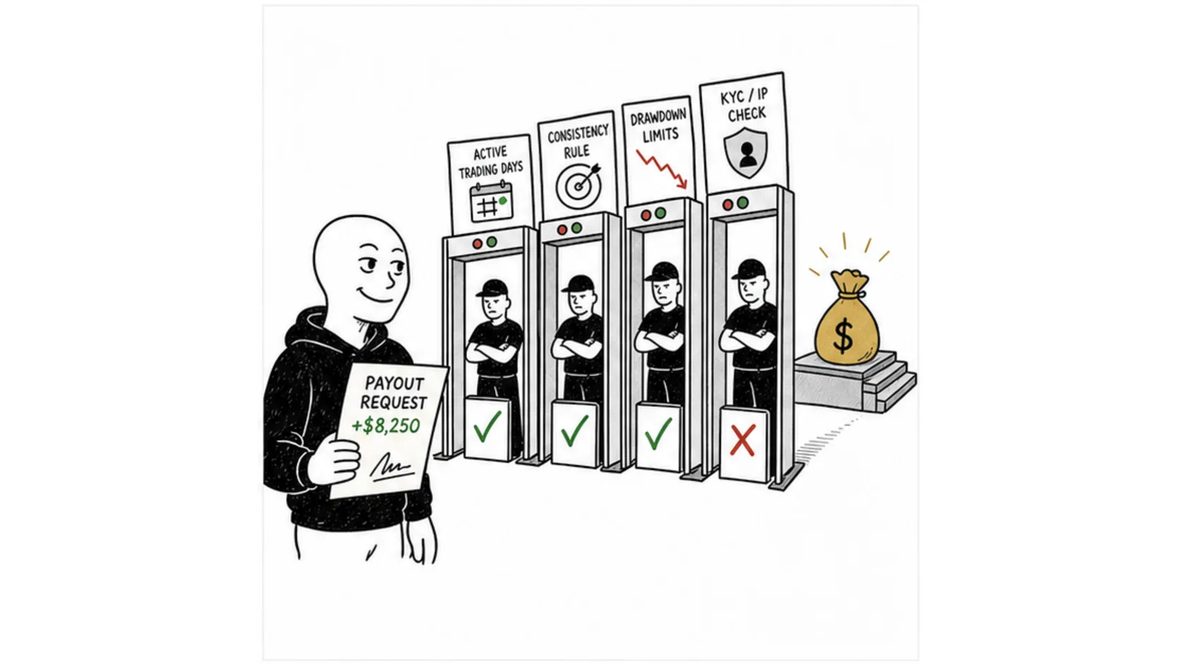 The Rules That Decide Whether You Actually Get Paid meme explaining prop firm payout rules