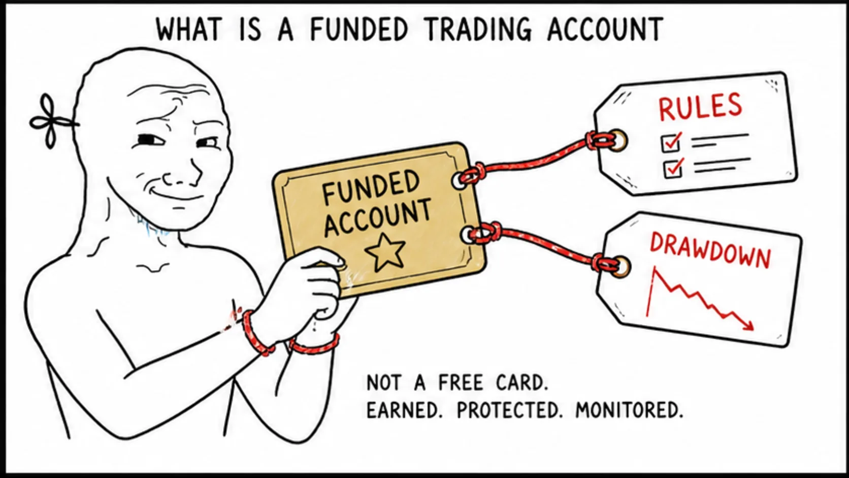 What Is a Funded Trading Account? meme showing prop trading risk and rules