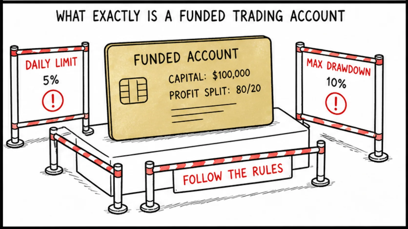 What Exactly Is a Funded Trading Account? meme showing prop trading risk and rules