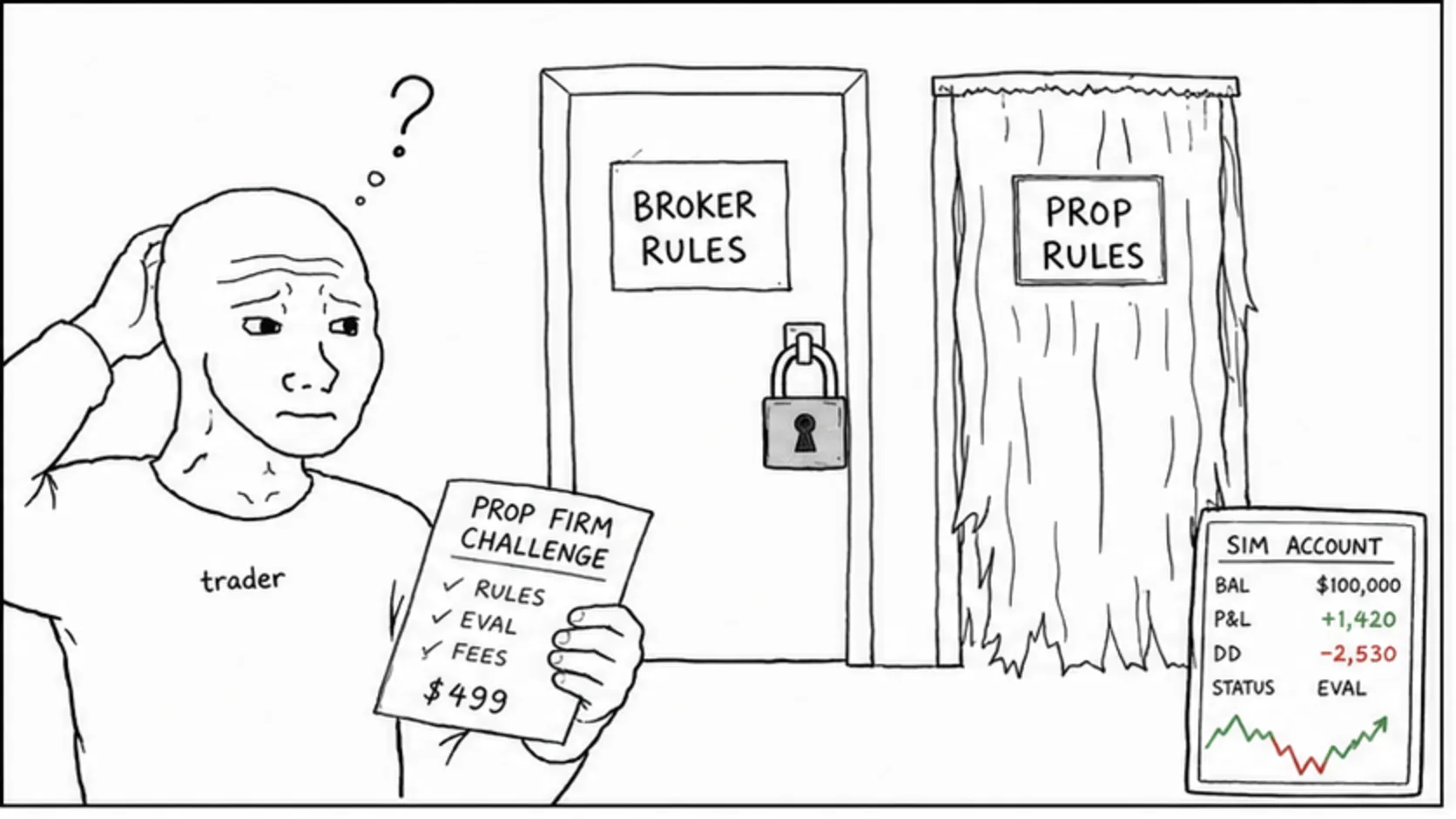 Why Forex Prop Firms Are Not Regulated meme explaining prop firm regulation and legal status