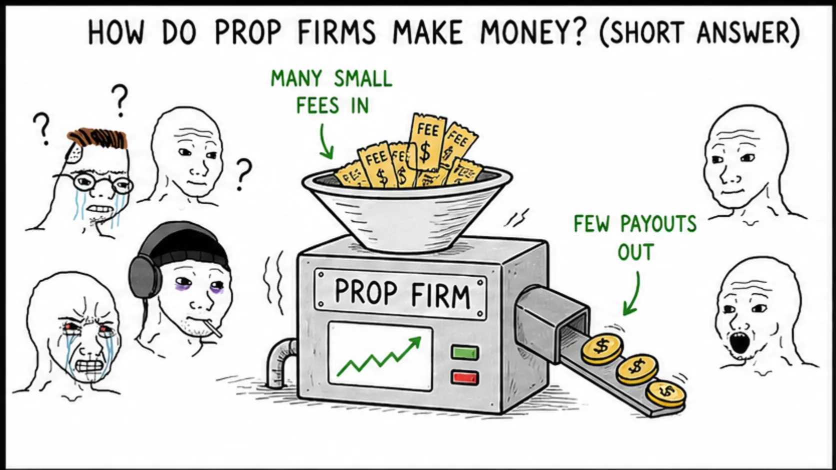 How Do Prop Firms Make Money? meme showing prop trading revenue model