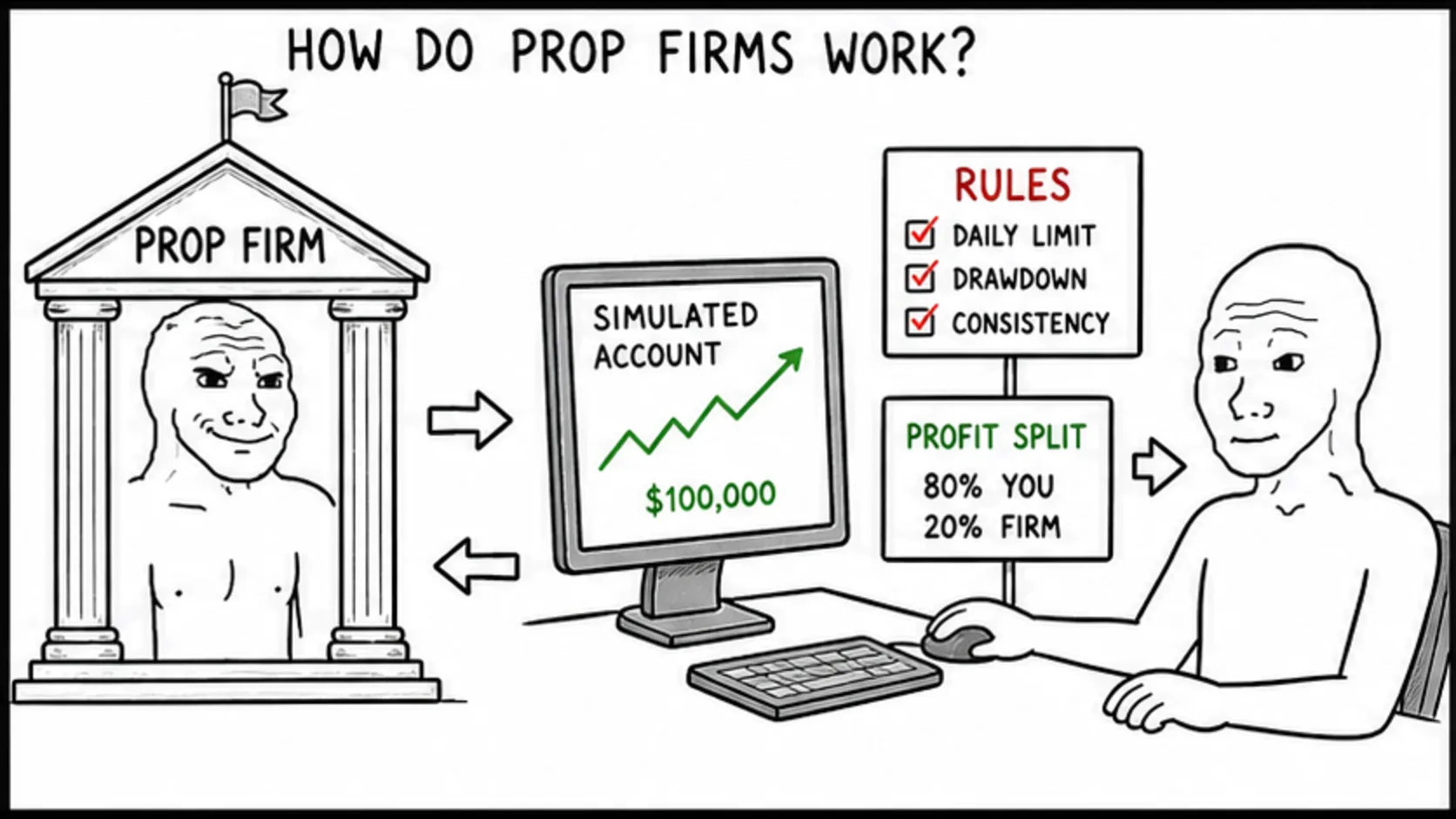 How Do Prop Firms Work? meme showing prop trading risk and rules
