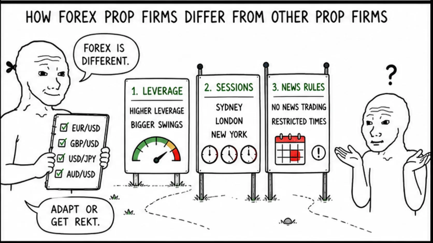How Forex Prop Firms Differ From Other Prop Firms meme showing prop trading risk and rules