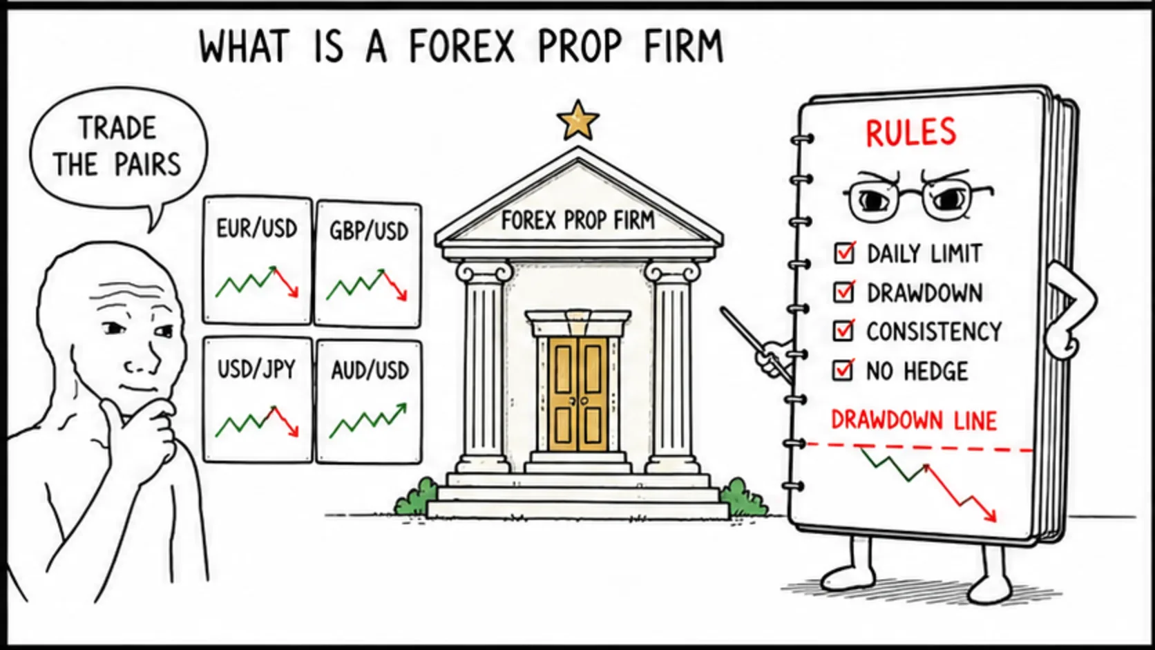 What Is a Forex Prop Firm? meme showing prop trading risk and rules