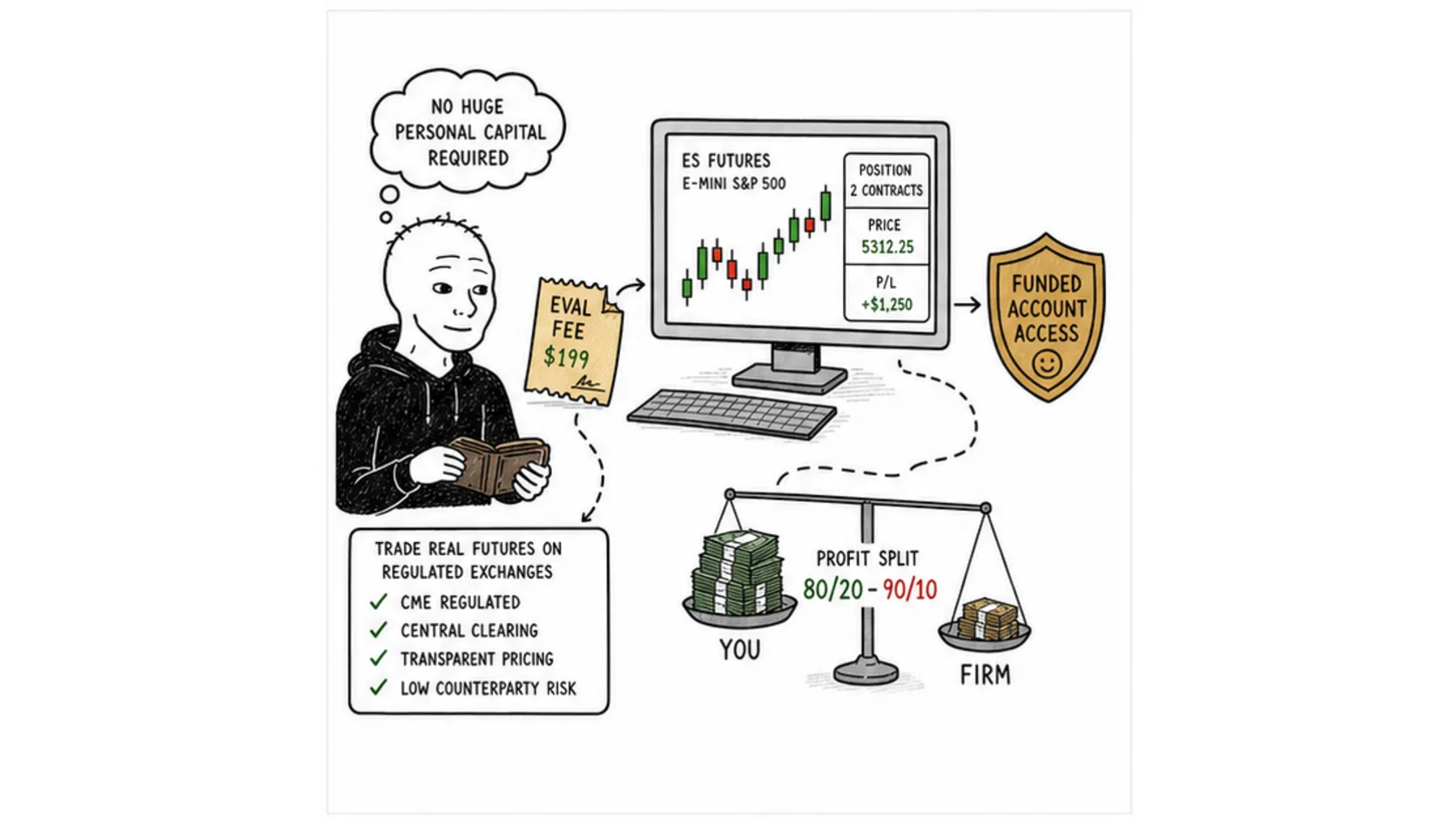 What Is a Futures Prop Firm? meme explaining futures prop firms
