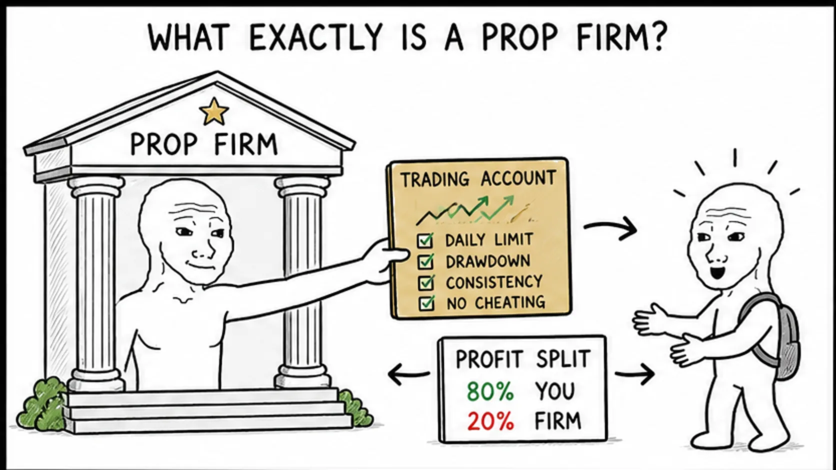 What Exactly Is a Prop Firm? meme showing prop trading risk and rules