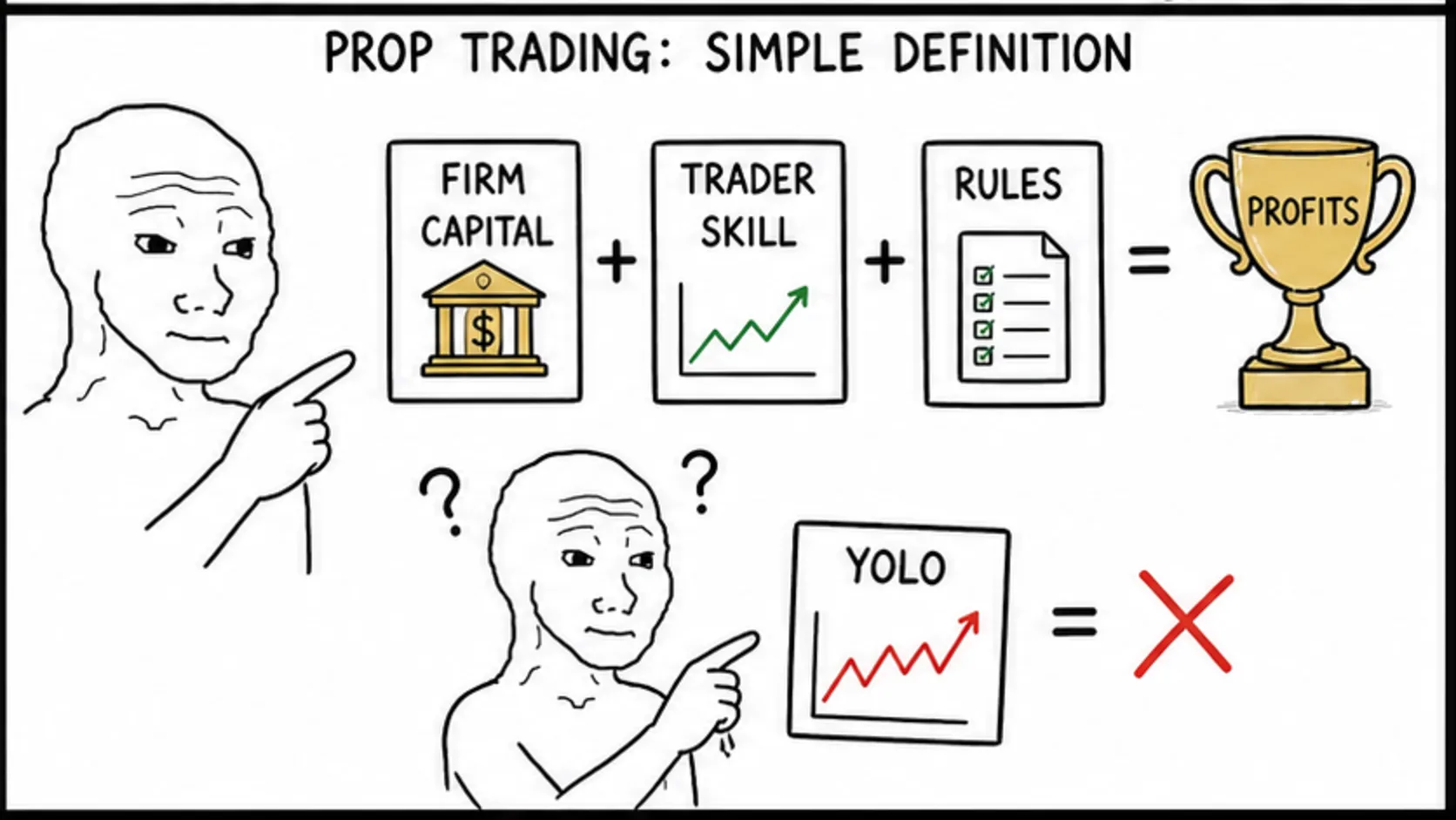 Prop Trading Meaning: The Simple Definition meme showing prop trading risk and rules