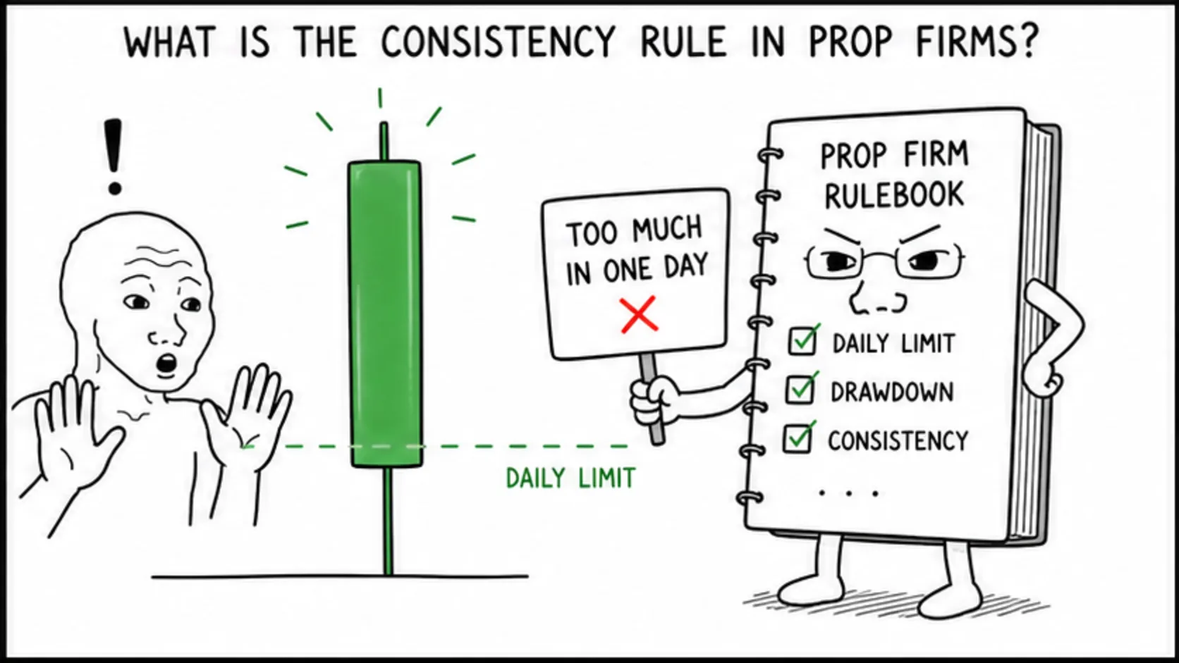 What Is the Consistency Rule in Prop Firms? meme showing prop trading risk and rules