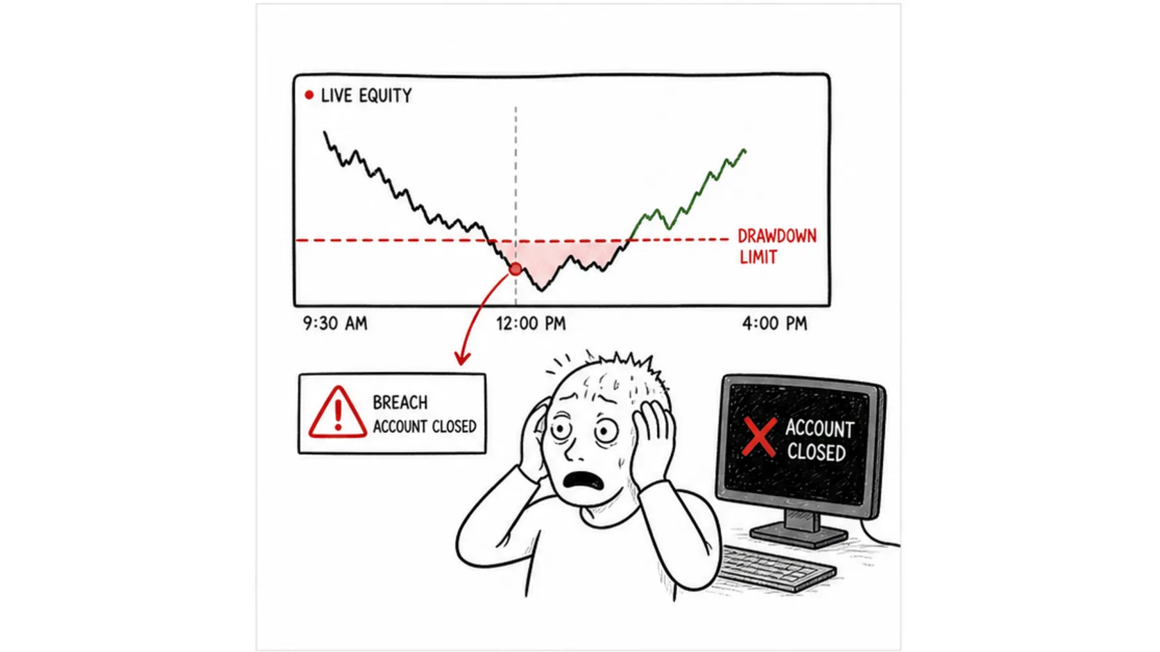 What Is Intraday Drawdown meme explaining end of day vs intraday drawdown