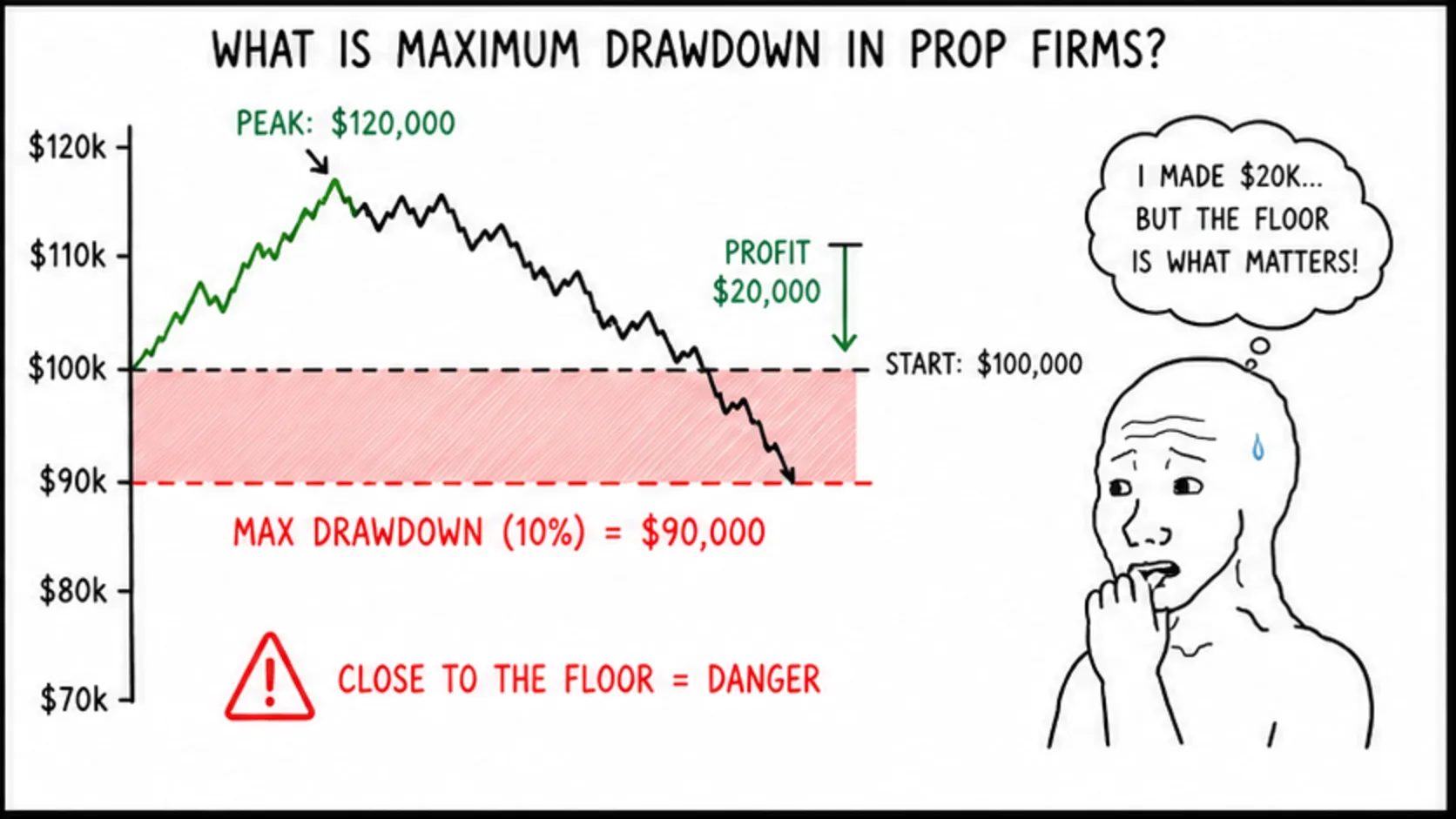 What Is Maximum Drawdown in Prop Firms? meme showing prop trading risk and rules