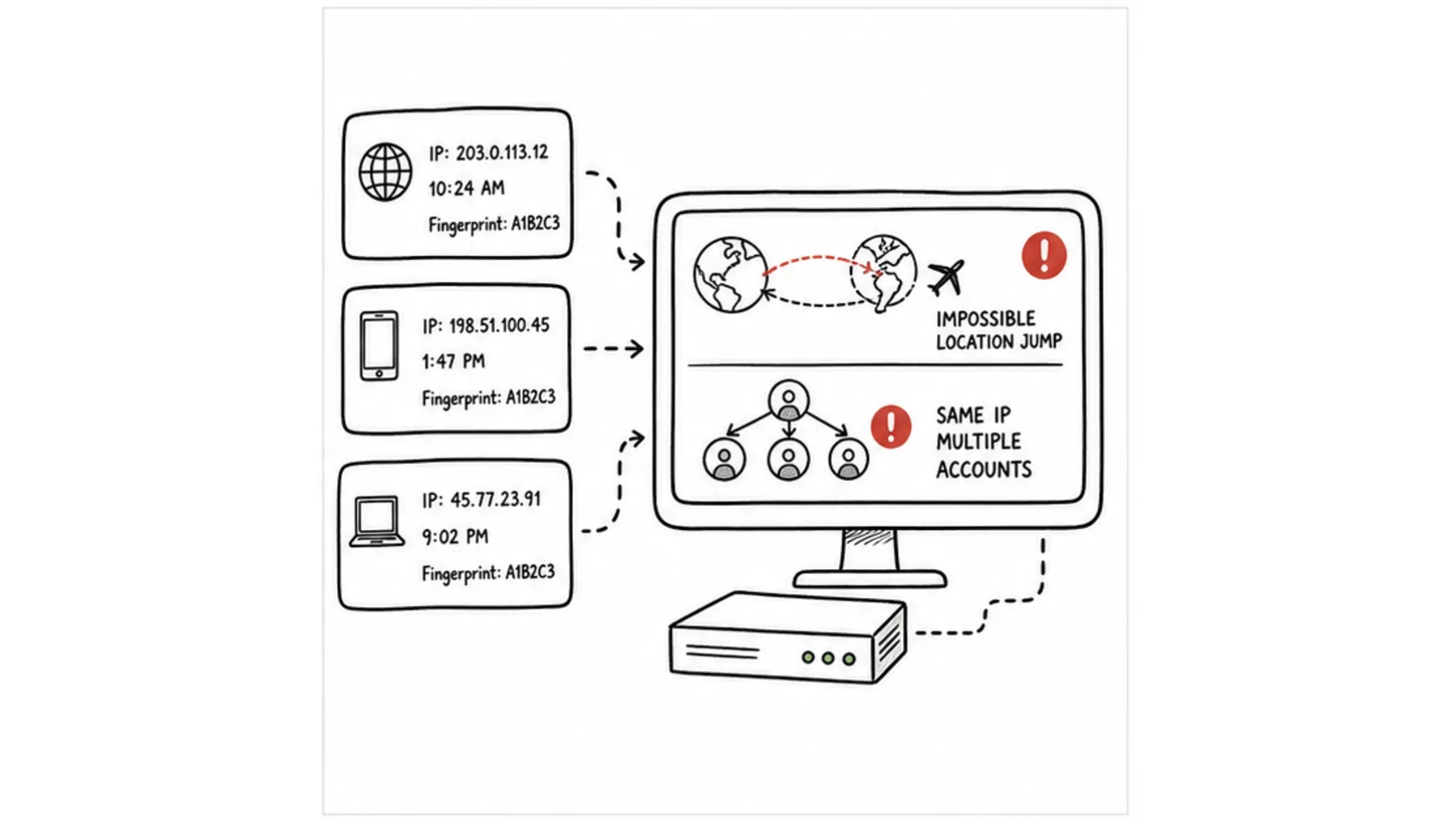 How Firms Track Your IP meme explaining prop firm IP address tracking